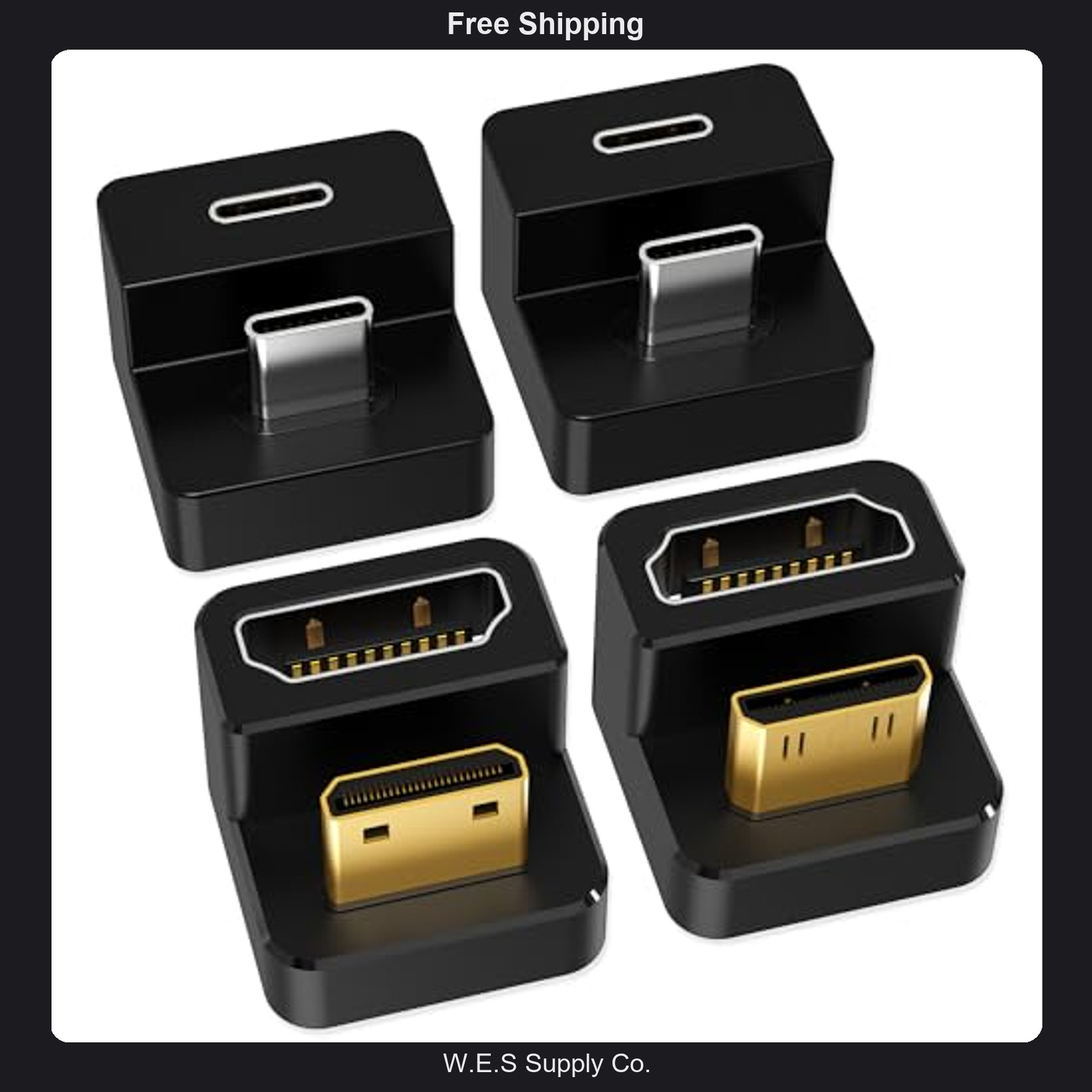 180 Degree USB-C to C and Mini HDMI to HDMI Adapter Set for Portable Monitors