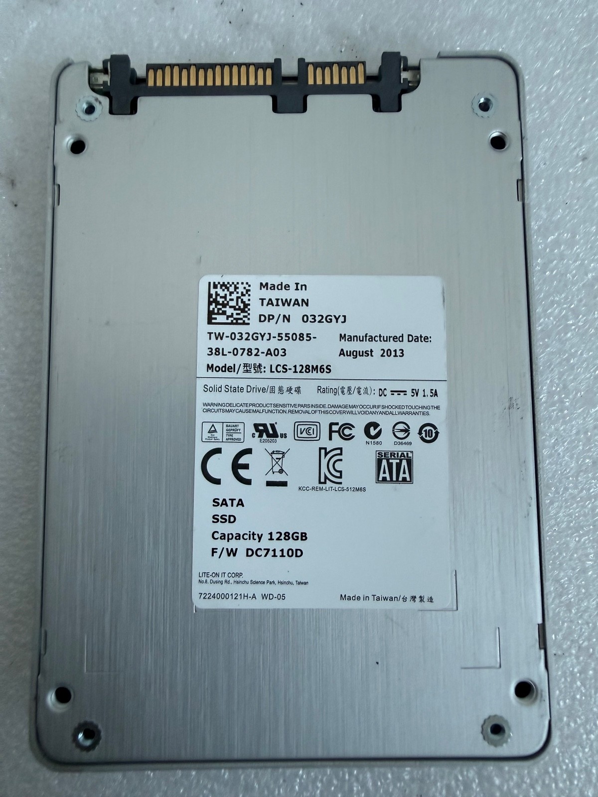 Lite-On 128GB SSD LCS-128M6S 2.5 SATA Solid State Drive 032GYJ