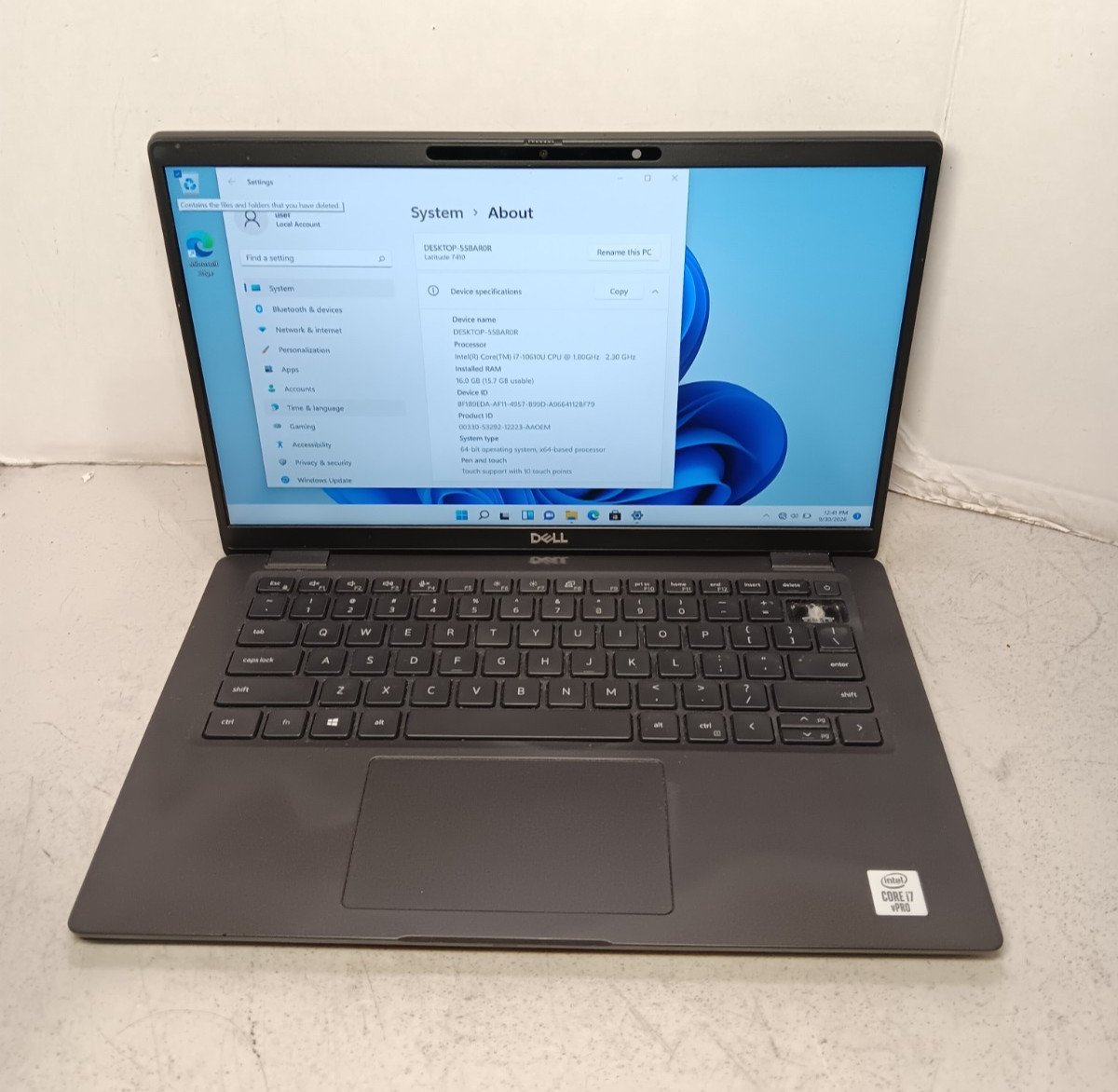 Dell Latitude 7410 14" i7-10610U 1.7GHz 16GB RAM 256GB SSD Win11 READ #69
