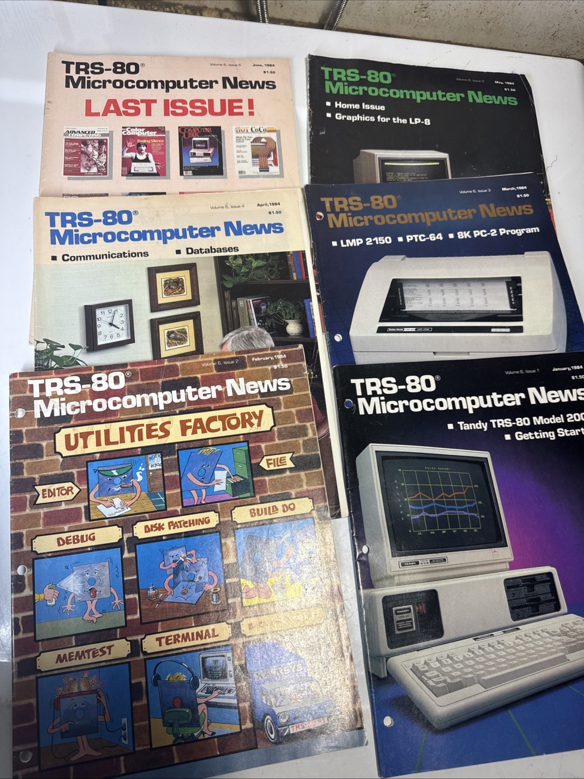 1984 Lot Of 6 Radio Shack TRS-80 Microcomputer News Magazines