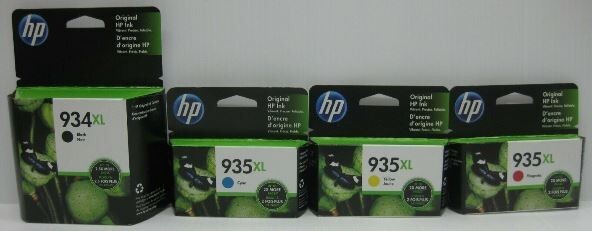 Set 4 NEW Genuine Sealed HP 934XL Black 935XL Color Ink Cartridges 2019-2021