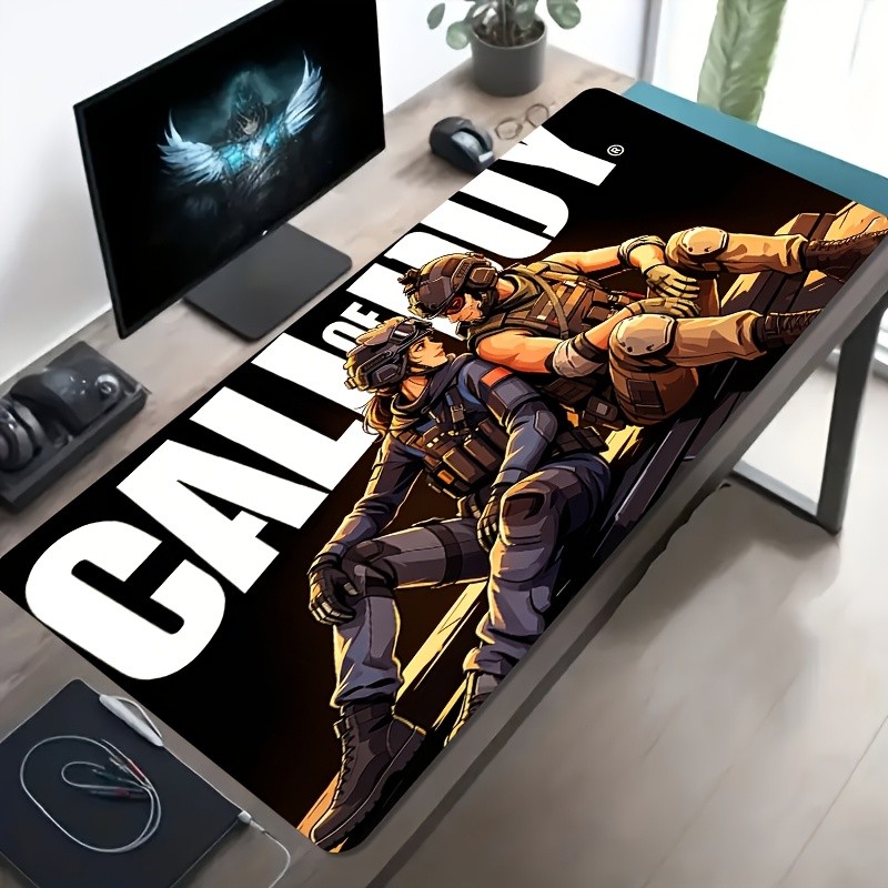 1 Large E-sports Gaming Mouse Pad, Featuring a Scene of Two Players Facing Eac