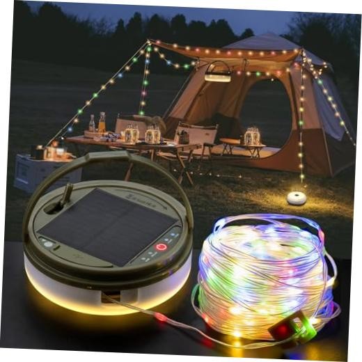 Solar Camping String Lights, 4 in 1 Camping String Lights 39.4Ft