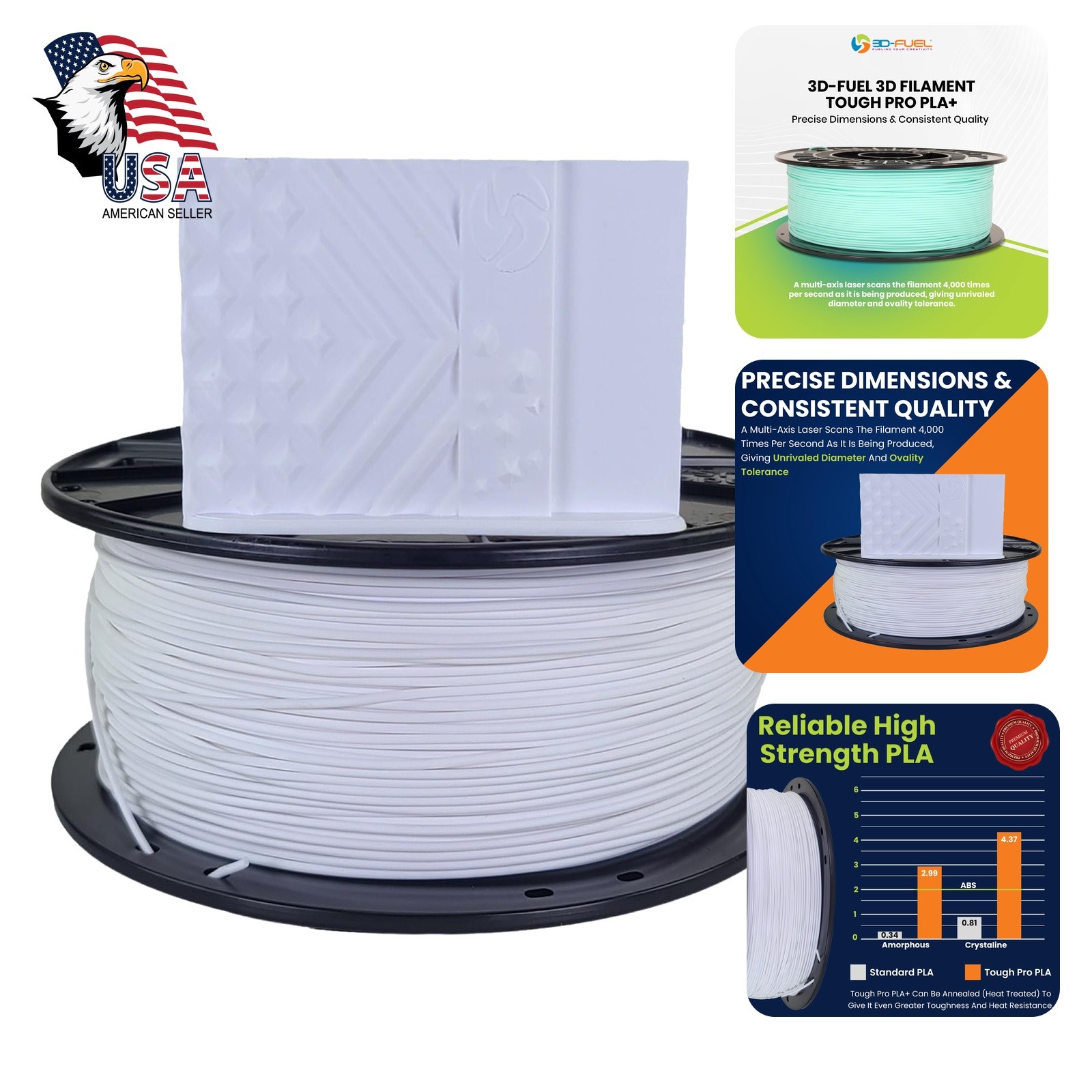 3D-FUEL Tough Pro PLA+ 1kg Bright White