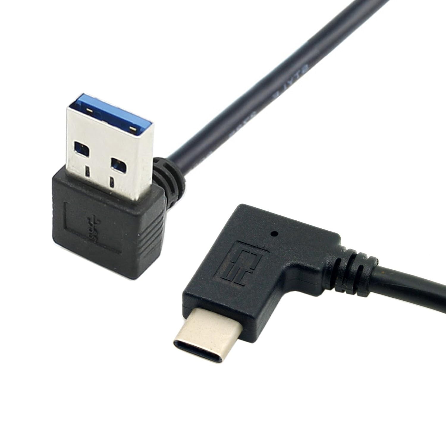 JSER Xiwai 30cm Reversible USB 3.1 USB-C Angled to 90 Black Down 