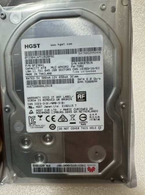 6TB SATA HGST 0F23001 HUS726060ALE610 7200rpm 128MB HDD 3.5" SATA NAS CCTV