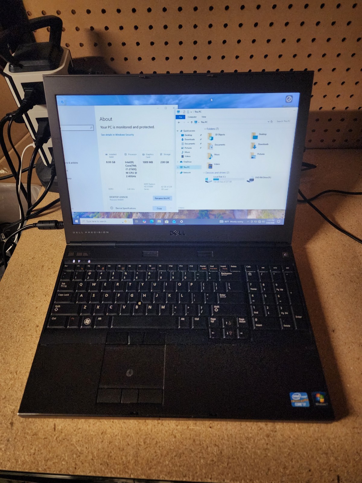 Dell Precision M4600 i7-2760QM 2.4GHz 8GB RAM 256GB SSD W11 Pro Radeon 6700M