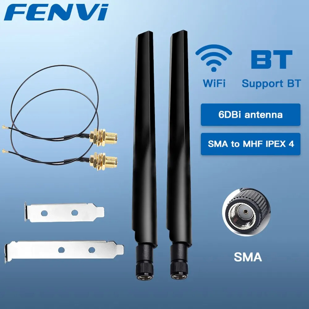 2Pcs Dual Band WiFi Antenna Set MHF4 RP-SMA Cable For M.2 NGFF PC WiFi Card