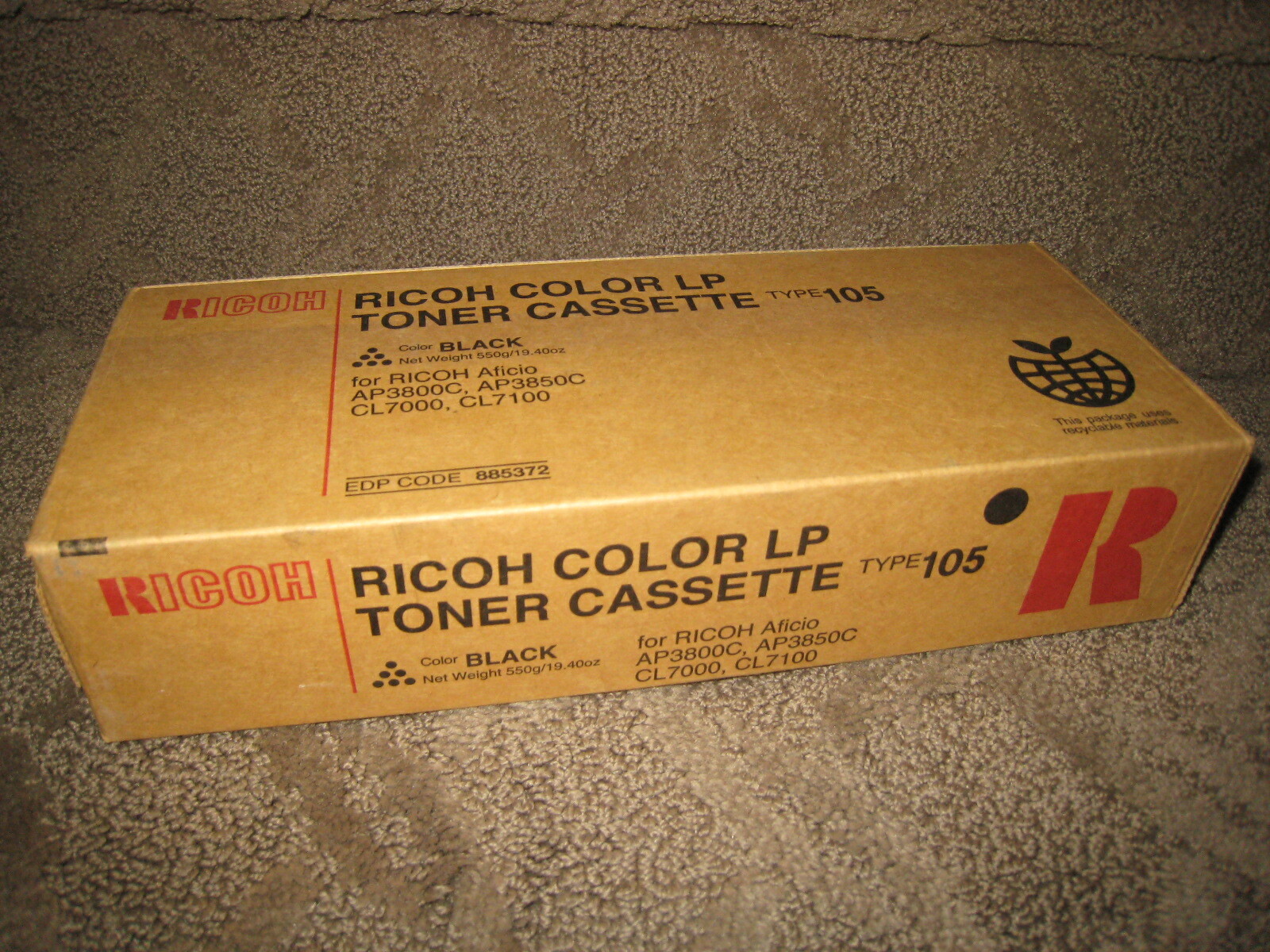 Ricoh 885372 Type 105 Black Toner Cartridge Genuine OEM Original