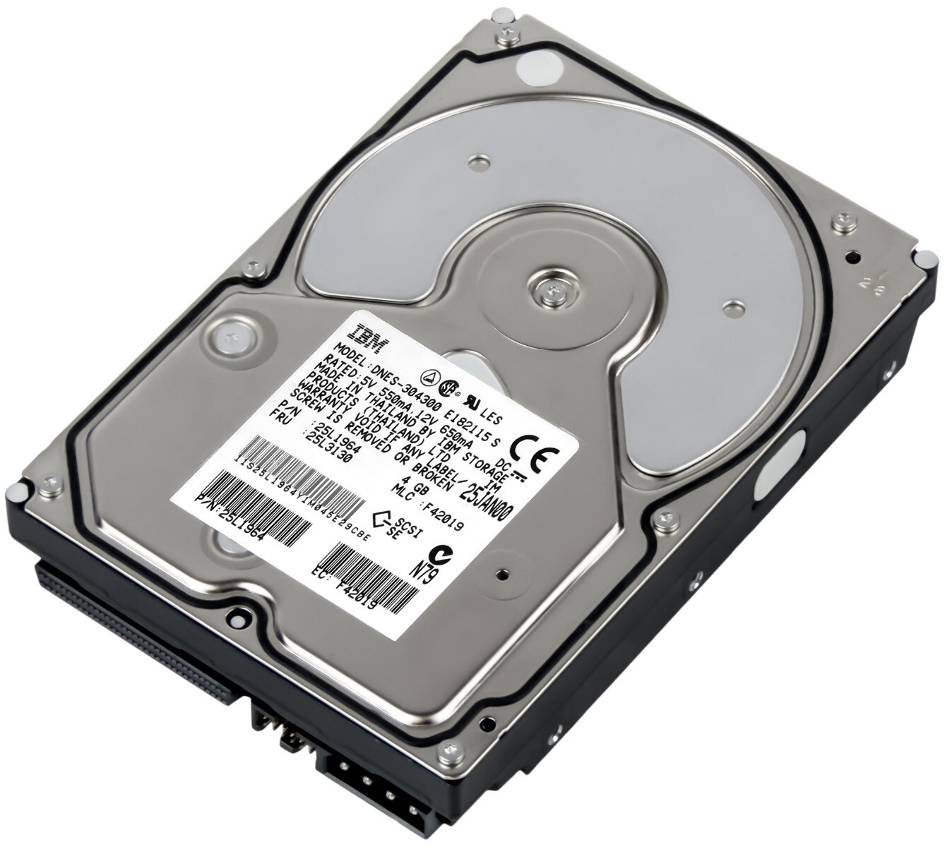 HARD DRIVE IBM 25L3130 25L1964 DNS-304300 4GB 7.2K 2MB SCSI 3.5'' 