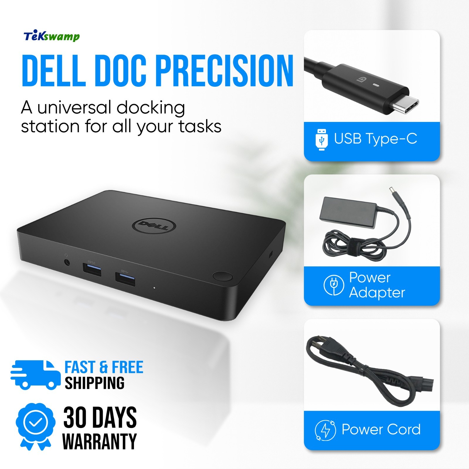 Dell USB-C Thunderbolt Dock Station for Precision 5560 5550 5540 5490 w/ AC 130W