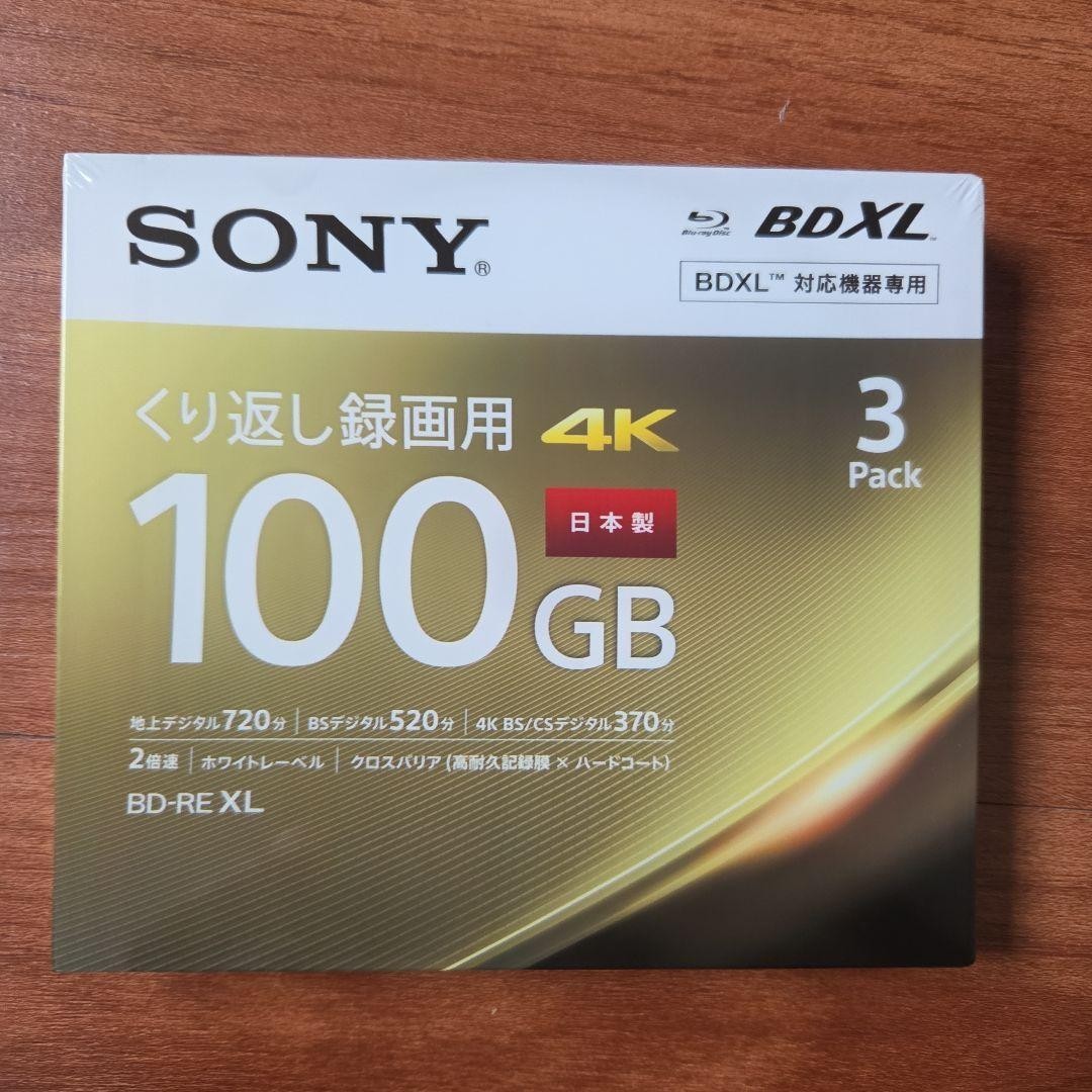 SONY BD-RE XL 100GB Rewritable 3 Packs 2x Speed 4K Blu-ray Disc BD-REXL