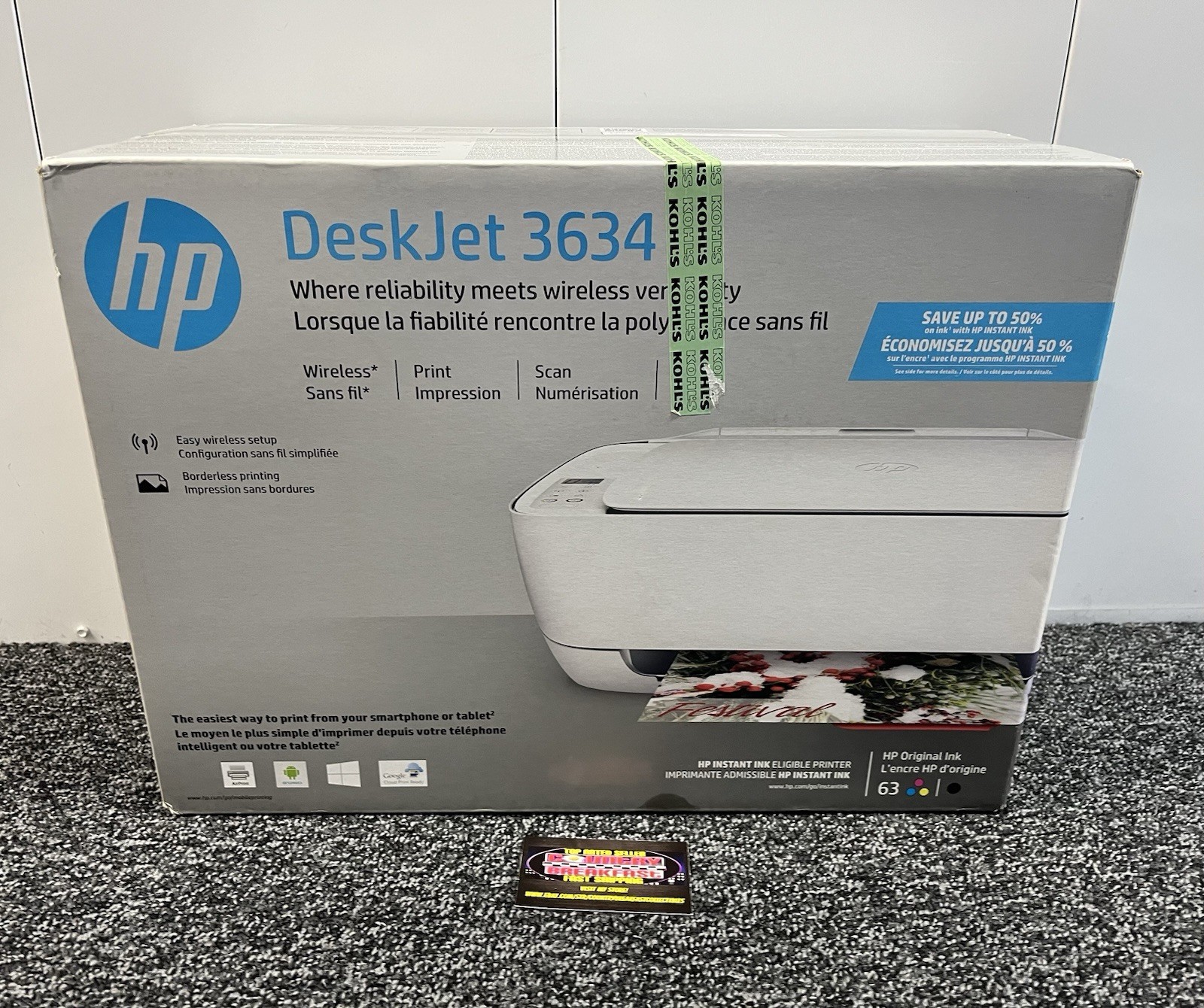 HP DeskJet 3634 Compact All-in-One Wireless Printer - Brand New Factory Sealed