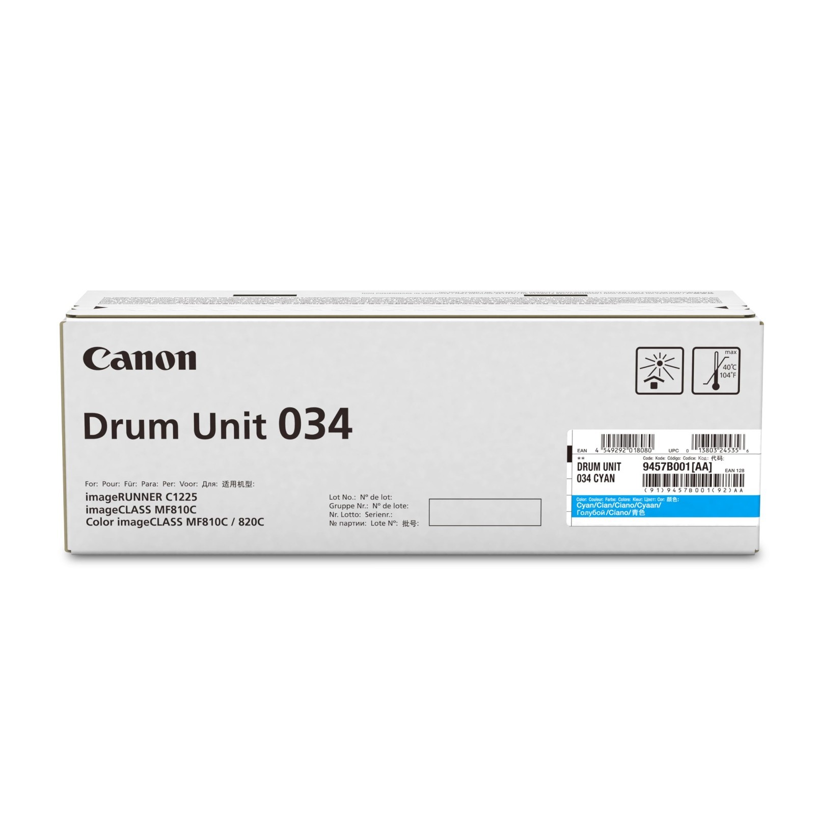 Canon Genuine 034 Cyan Drum Cartridge 9579B001 imageCLASS MF810Cdn MF820Cdn OEM