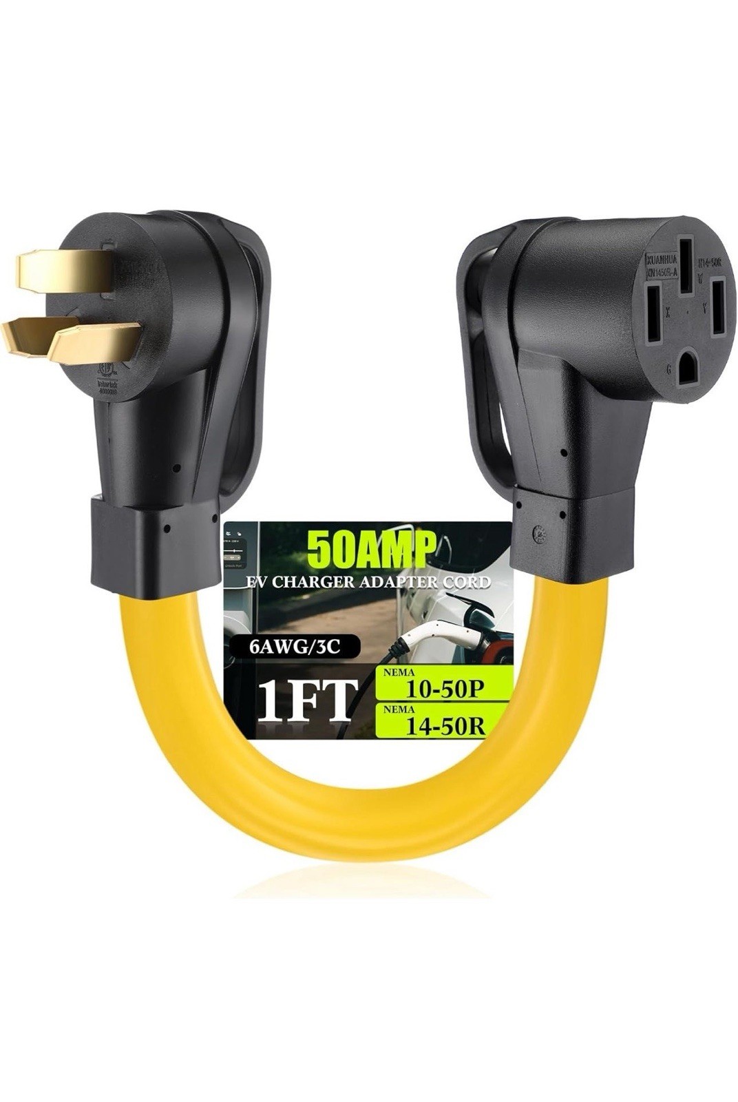 ✅6-50P to 14-50R EV Charger Adapter Cord Compatible with Nema,50A 3 Prong Male W