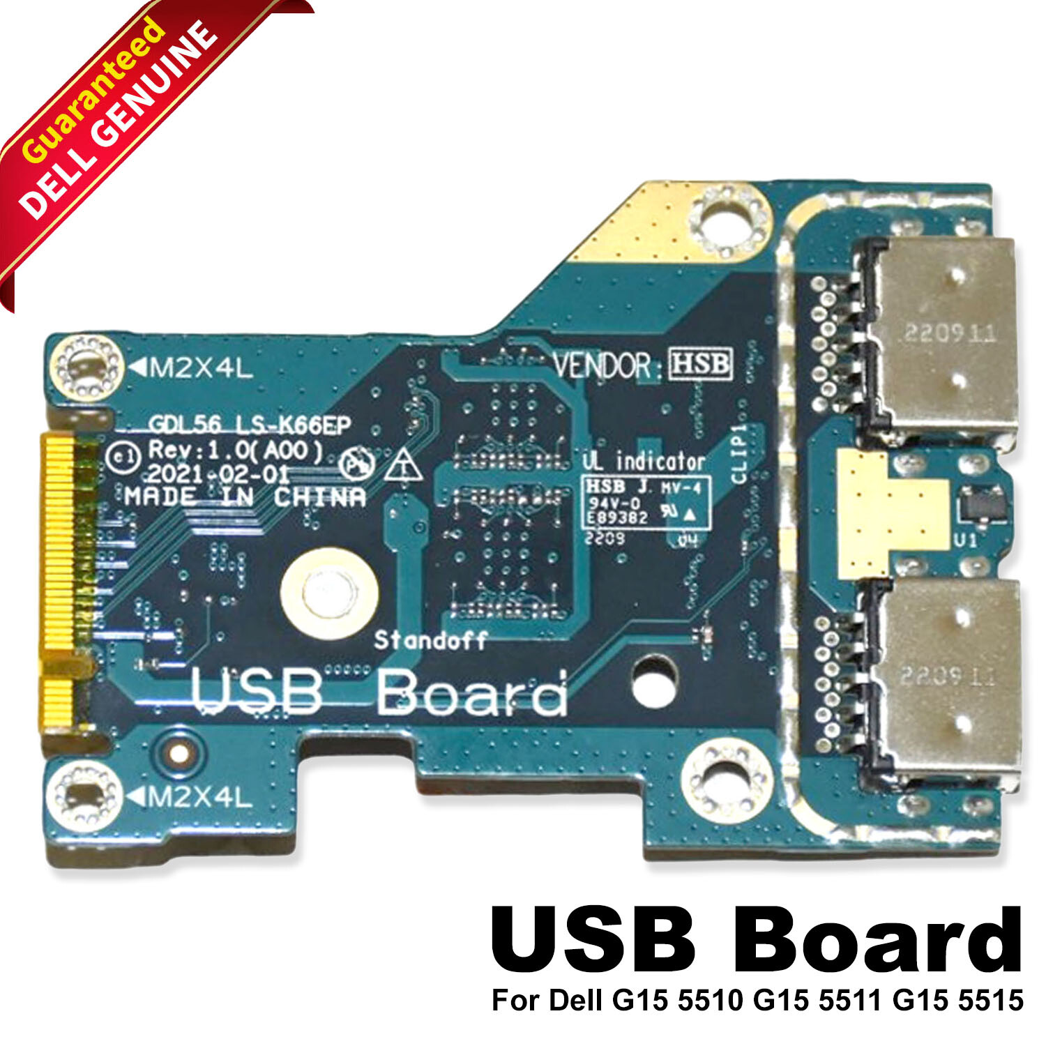 Dell G Series G15 5511 5515 Dual Port I/O Circuit USB Board LS-K66EP PXVKJ RY7G0