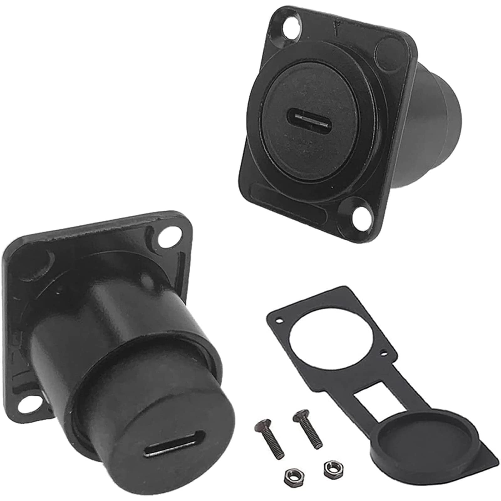 2PCS USB 3.1 Type C Panel Mount Coupler, Female to Female Connector, Black