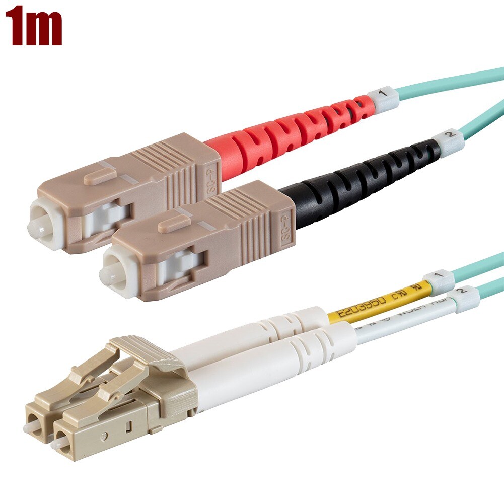 1M LC UPC to SC UPC OM3 Fiber Optic Duplex Multi Mode 50/125 Optical Patch Cable