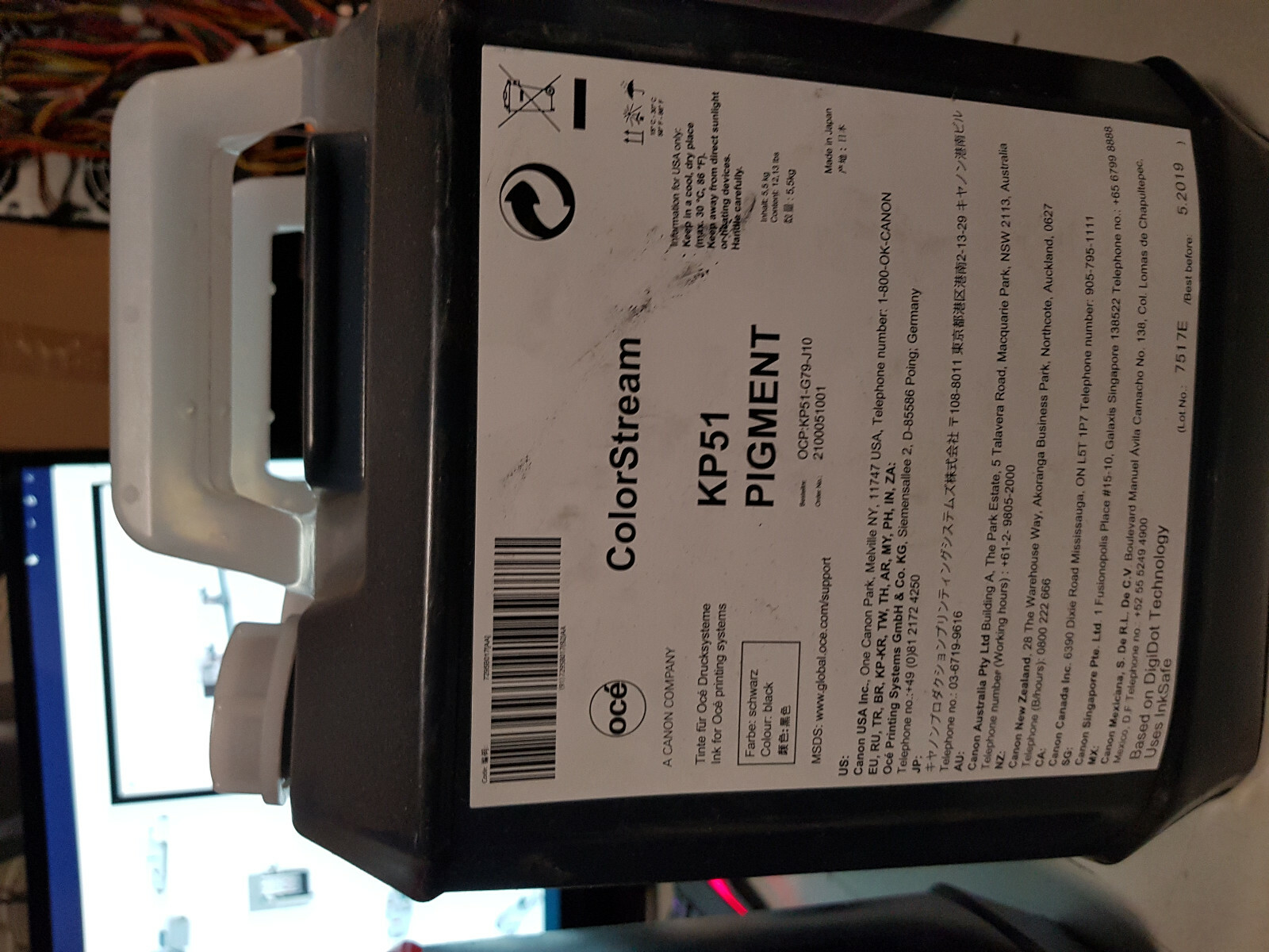 Oce ColorStream KP51 Pigment Ink Black OCP-KP51-G79-J10 EXP 2023 Only 50% Full