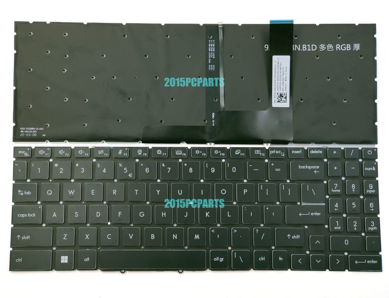 New MSI Katana GF76 12UCK 12UDK 12UEK 12UGK 12UGOK keyboard RGB backlit US