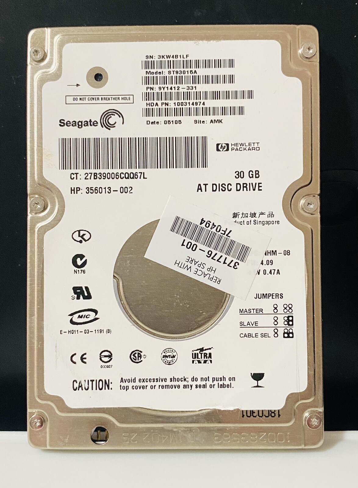 30GB 2,5 " 6,35CM Ide Pata Hard Drive Seagate ST93015A 44 Pin HDD F123