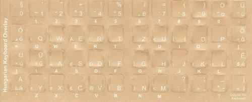 Hungarian Keyboard Stickers Reverse Print White Letters