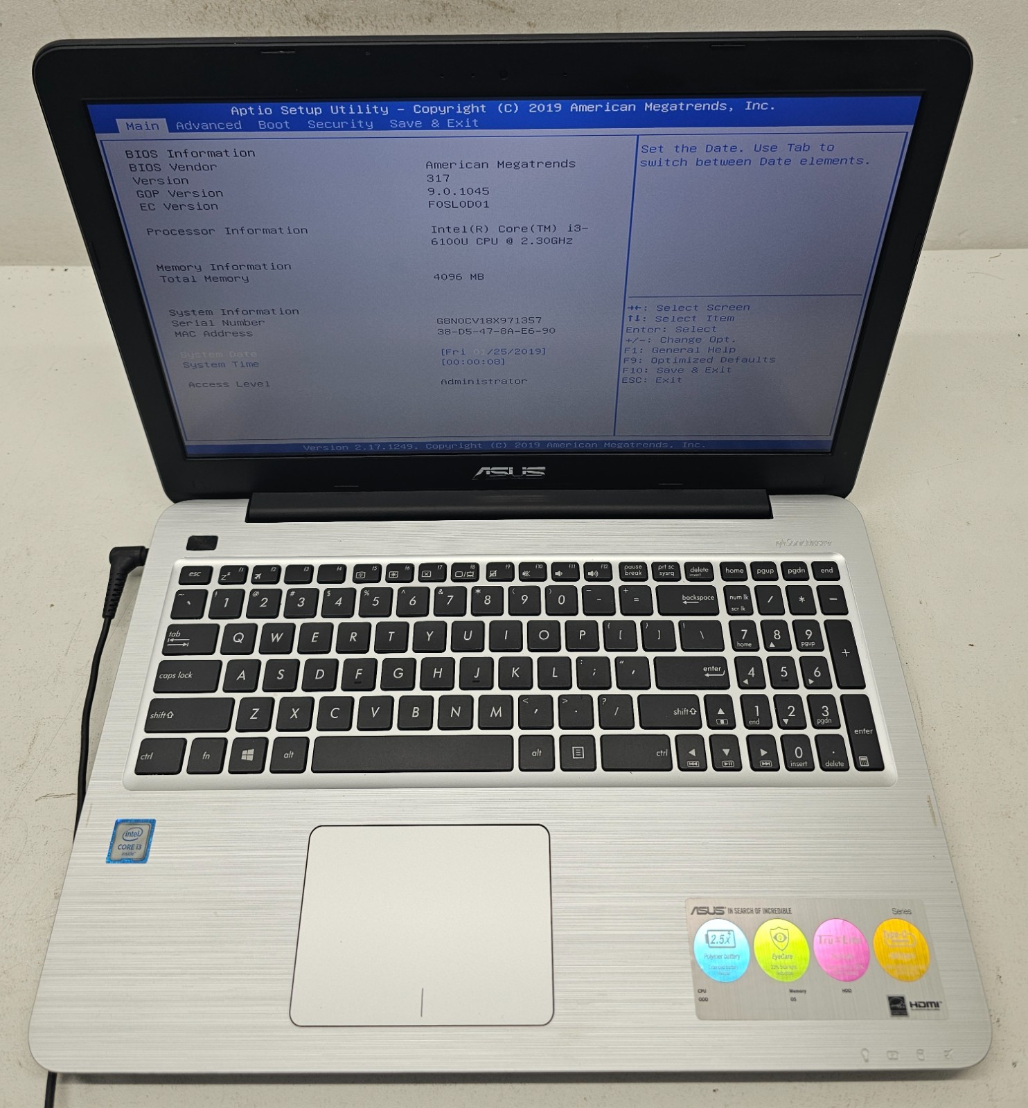 ASUS F556UA-AB32 15.6" Laptop Intel Core i3-6100U 4GB Ram NO HD/OS (FL)