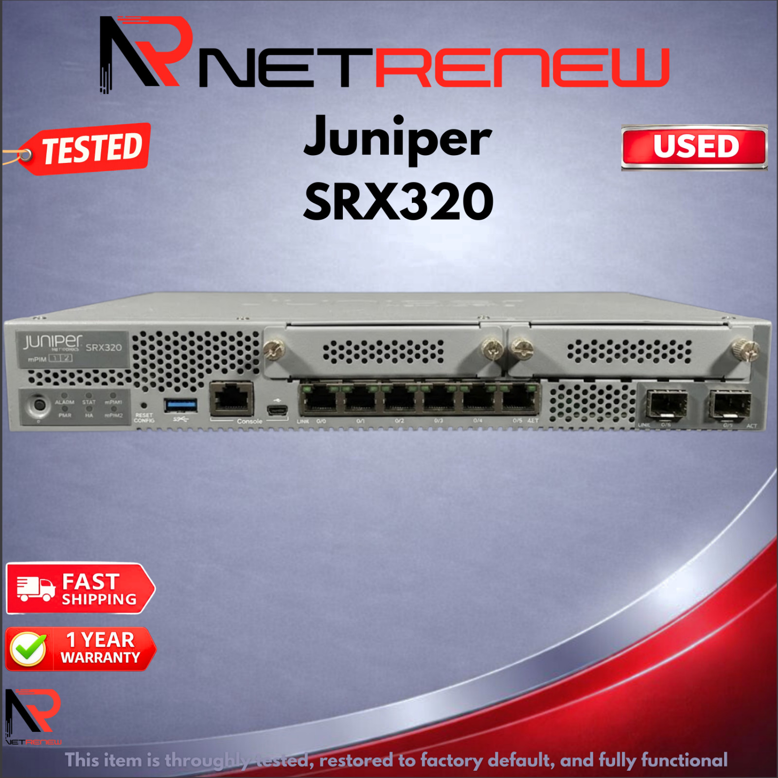 Juniper Networks SRX320 Services Gateway Security Appliance w/ Power Adapter