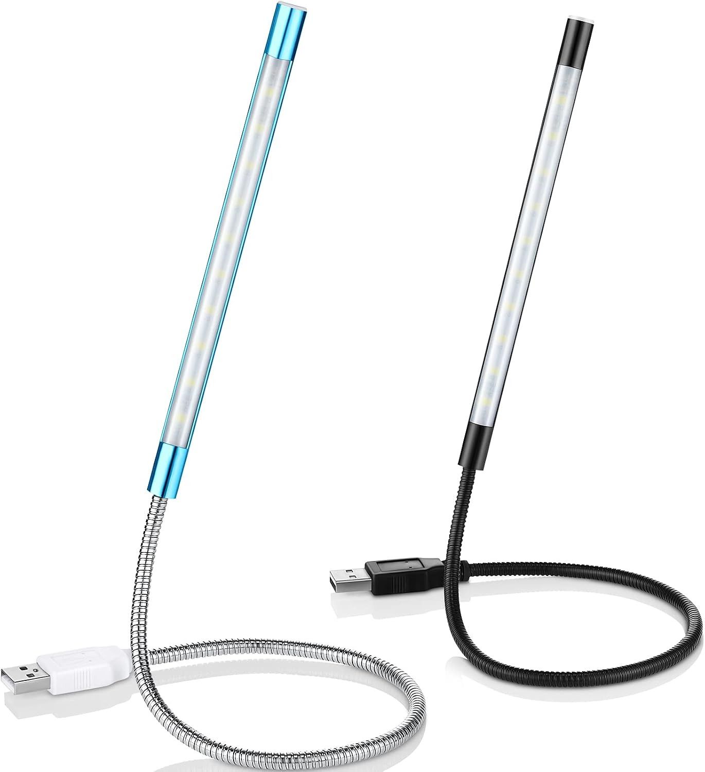 2 Pcs USB LED Light for Laptop Keyboard Computer Lamp,Black, Blue