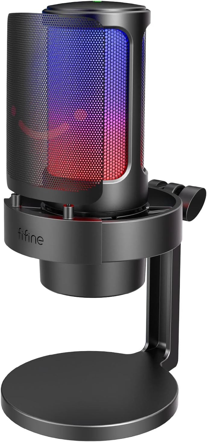 AmpliGame USB Gaming Condenser Microphone with RGB Control for PC