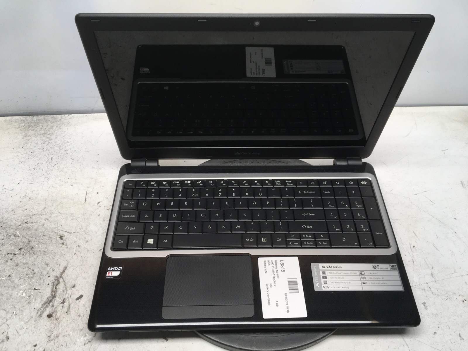 Gateway NE52214U AMD E1-2500 1400MHz 4 GB NO HDD