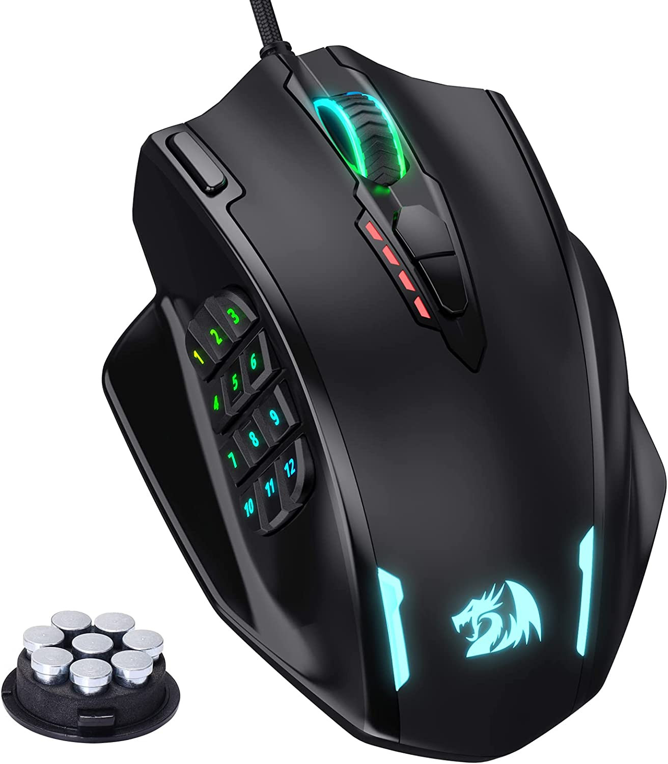 M908 Wired MMO RGB Gaming Mouse 12400 DPI Remapping Keys | Stable