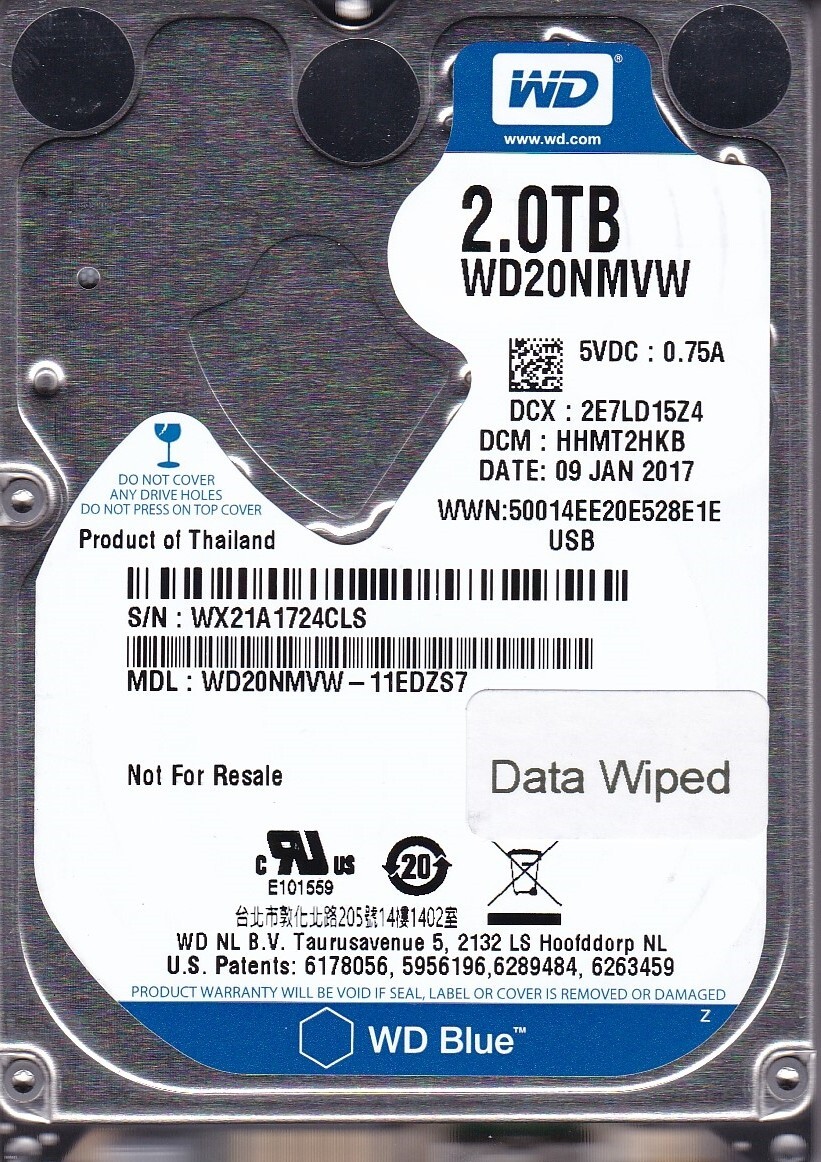 WD20NMVW-11EDZS7 dcm: HHMT2HKB WX21A1 JAN 2017 2TB USB 3.0 2.5 WESTERN DIGITAL