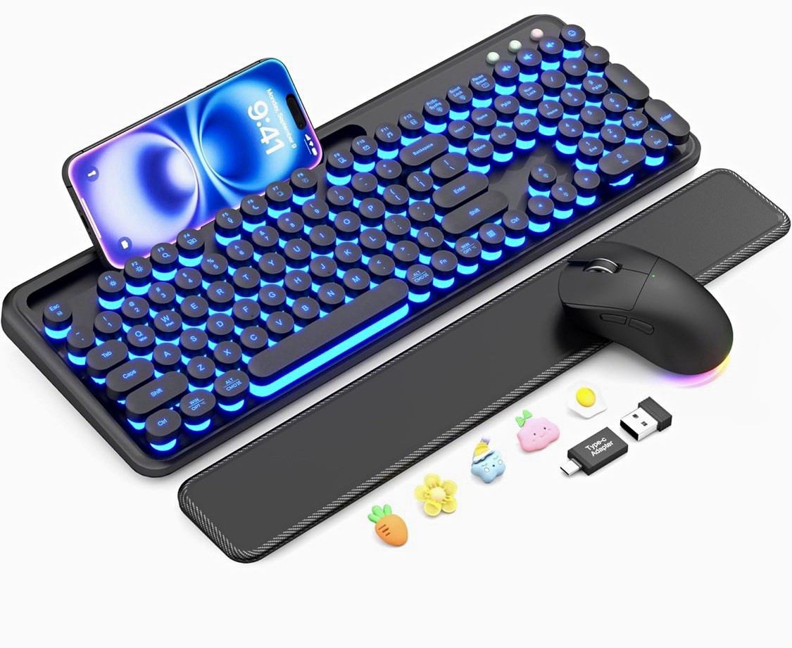 Sablute CK13 PRO Wireless Backlit Keyboard & Mouse Combo, Wrist Rest, 2400 DPI