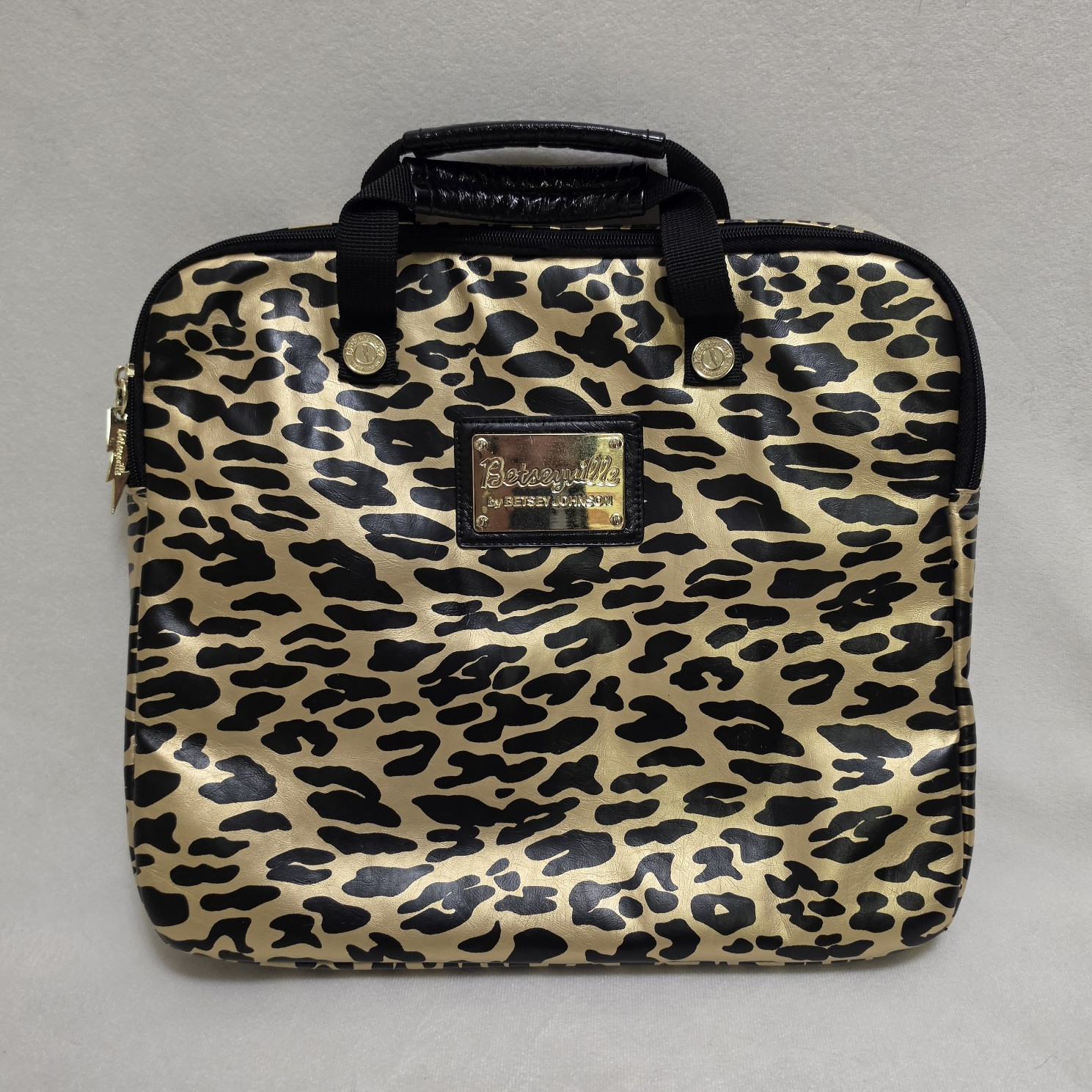 Betseyville by Betsey Johnson Laptop Bag Case Sleeve Gold Metallic Leopard Y2K