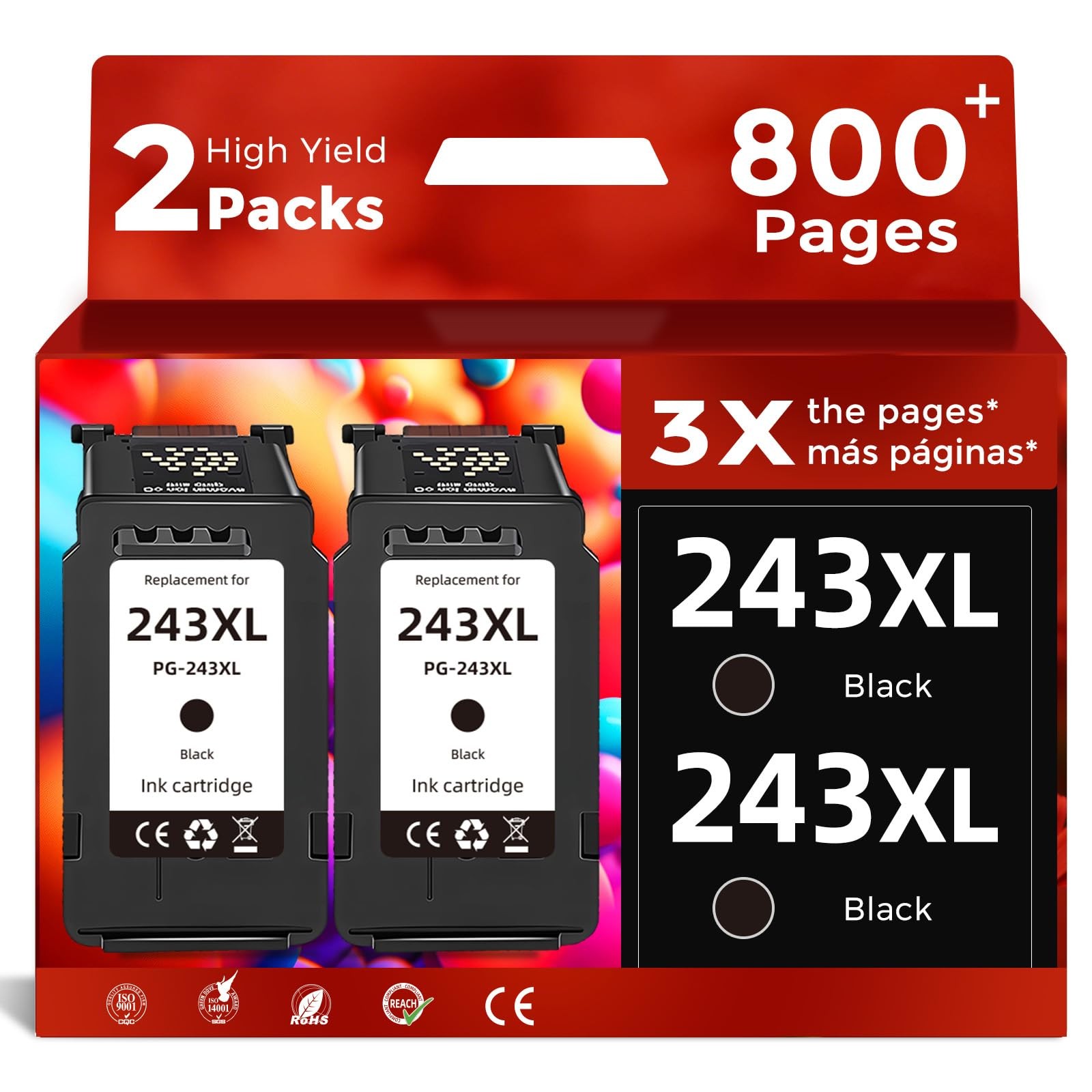 FLYFAR Compatible 243XL Black Ink Cartridge Replacement for 2PK, 