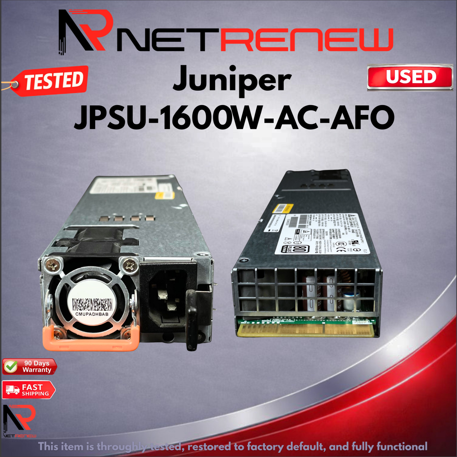 Juniper JPSU-1600W-AC-AFO 1600W AC Power Supply AFO Airflow Delta Electronics