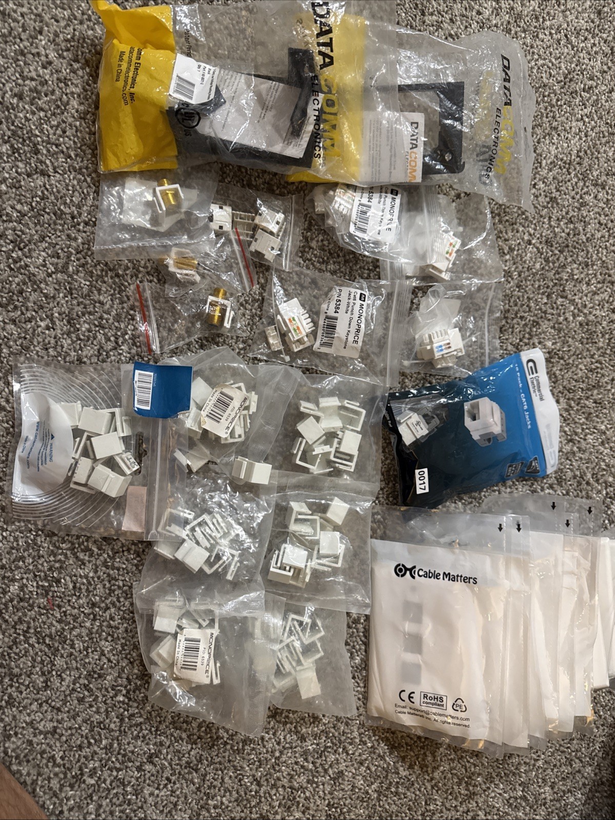 Networking Coax Lot CAT6 Keystone Jacks Wall Plates Blanks Splitters Connectors