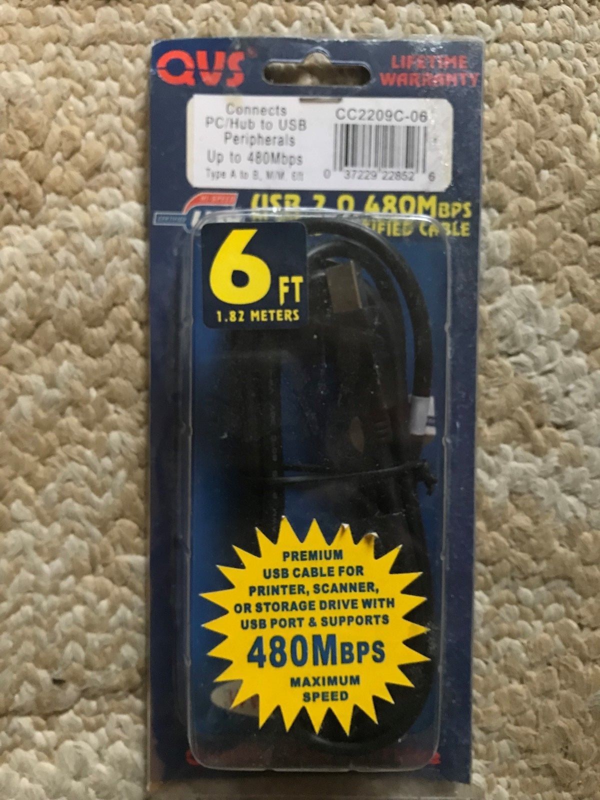 QVS CC2209C-06 USB 2.0 H480 Mbps igh-Speed Certified Cable 6 Ft 