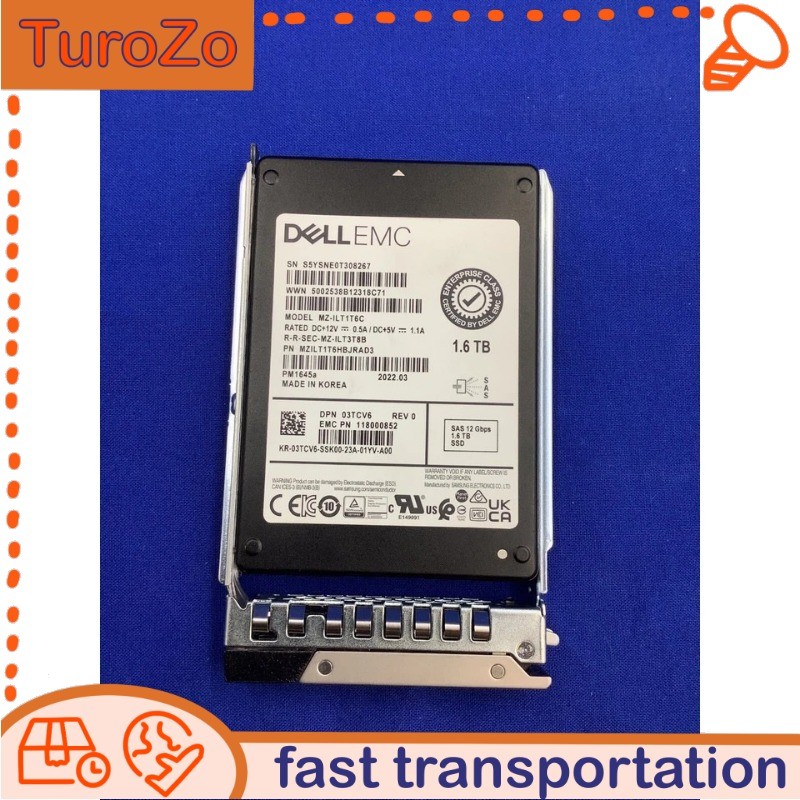 03TCV6 3TCV6 Dell EMC 1.6TB SAS 12Gb/s Mixed Use 2.5in SSD G14 15 16 Tray Used