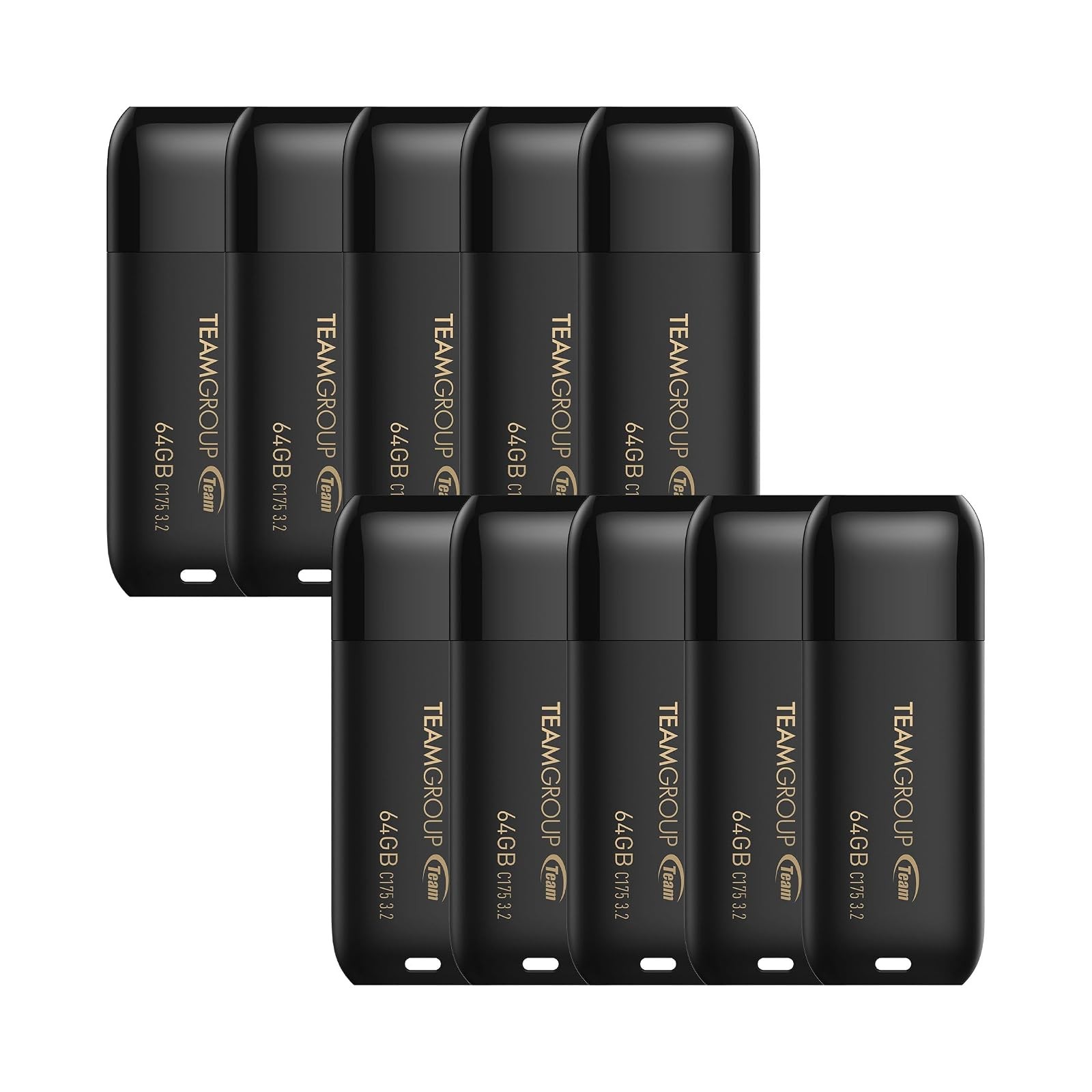 TEAMGROUP C175 64GB 10 Pack USB 3.2 Flash Drive Matte Black