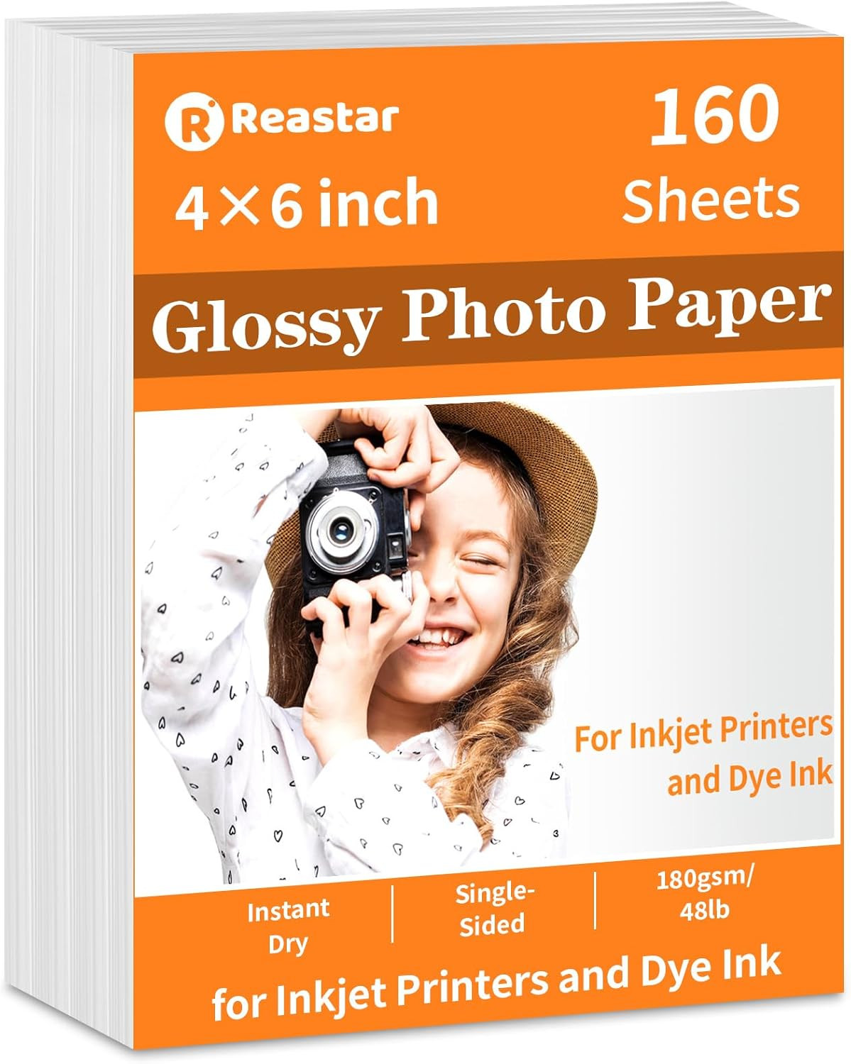 Papel fotográfico brillante de 4 x 6 pulgadas, 160 hojas para inyección de tinta