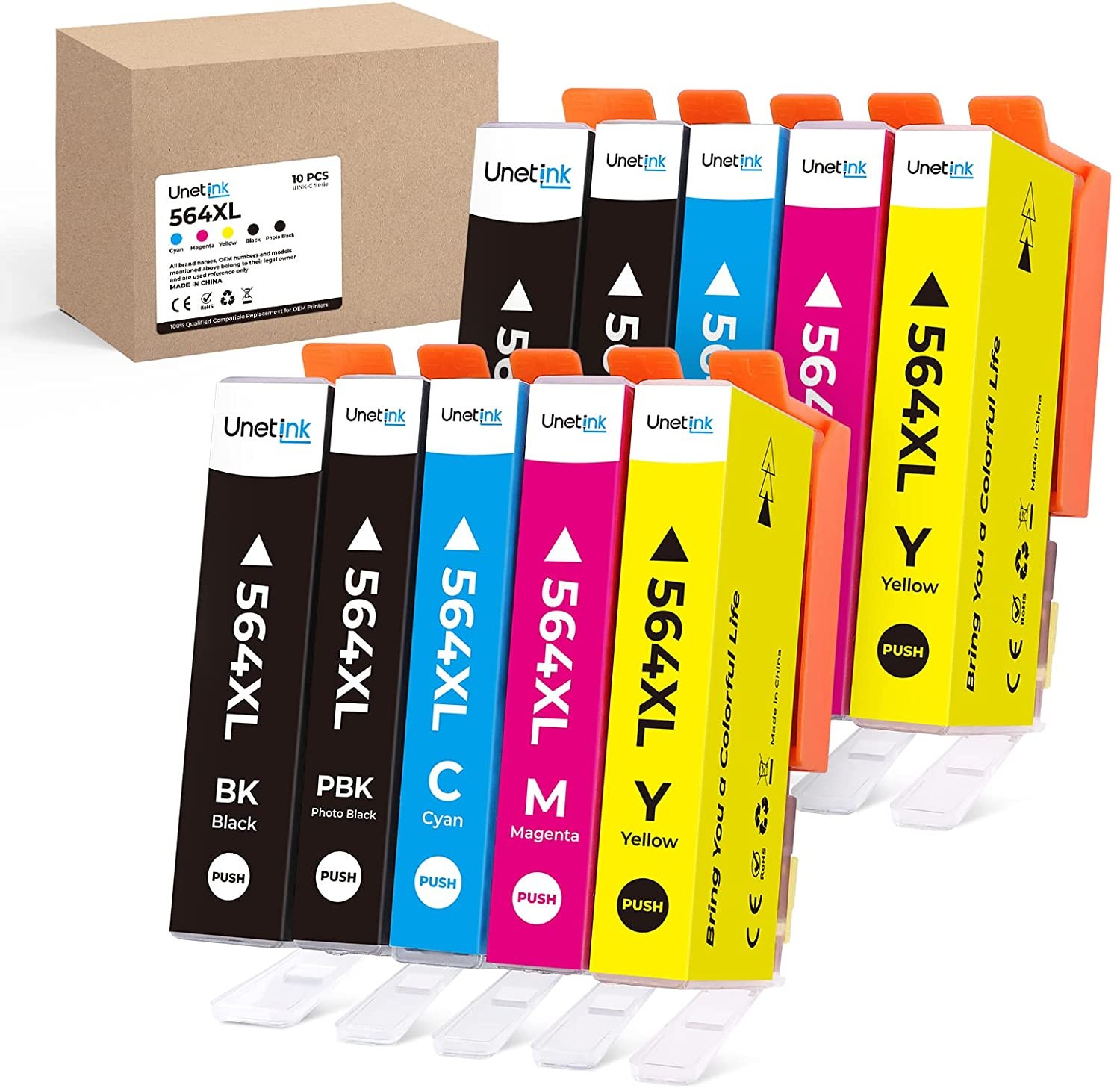 10 PK New Gen For HP 564XL Ink Cartridge Photosmart 6510 6520 7510 7520 Printer