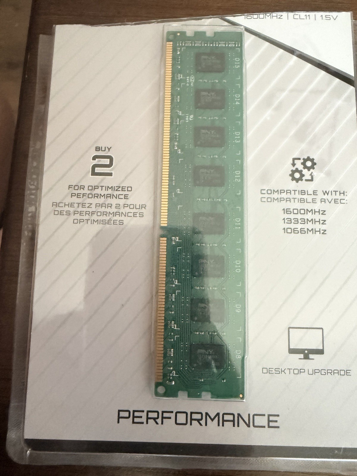 PNY 8GB (1x8GB) 1600 MHz DDR3 DIMM Desktop Memory Original Package