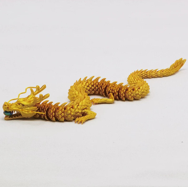 3D printed golden dragon 45 cm gift with a night pearl (without dragon whiskers)