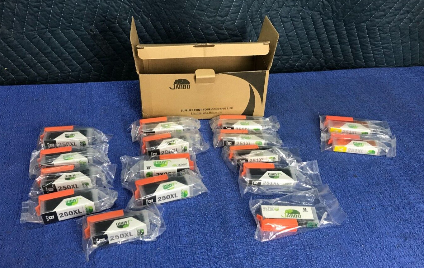 Lot of 16 Jarbo Ink Cartridges 251XL x14 Black x2 Yellow Sealed Cartridges Canon