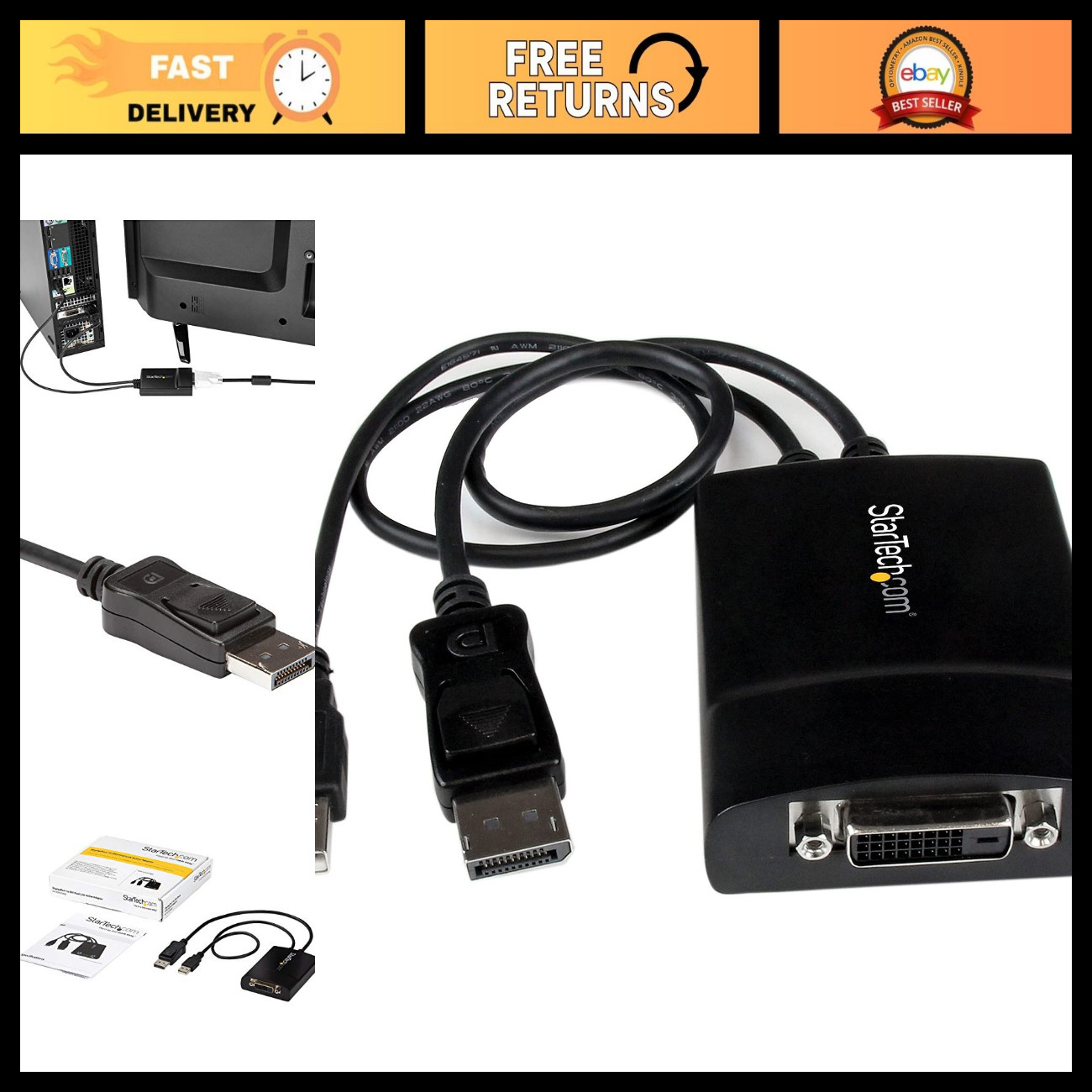 Active DisplayPort to DVI-D Adapter 2560x1600 60Hz - High-Resolution Video Conve