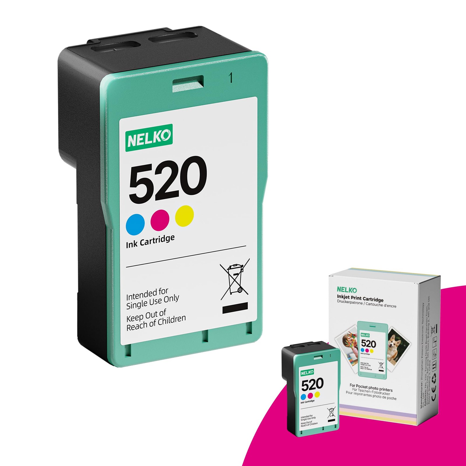 520 Genuine Color Ink Cartridges Works with PP01 & PP03 Printers