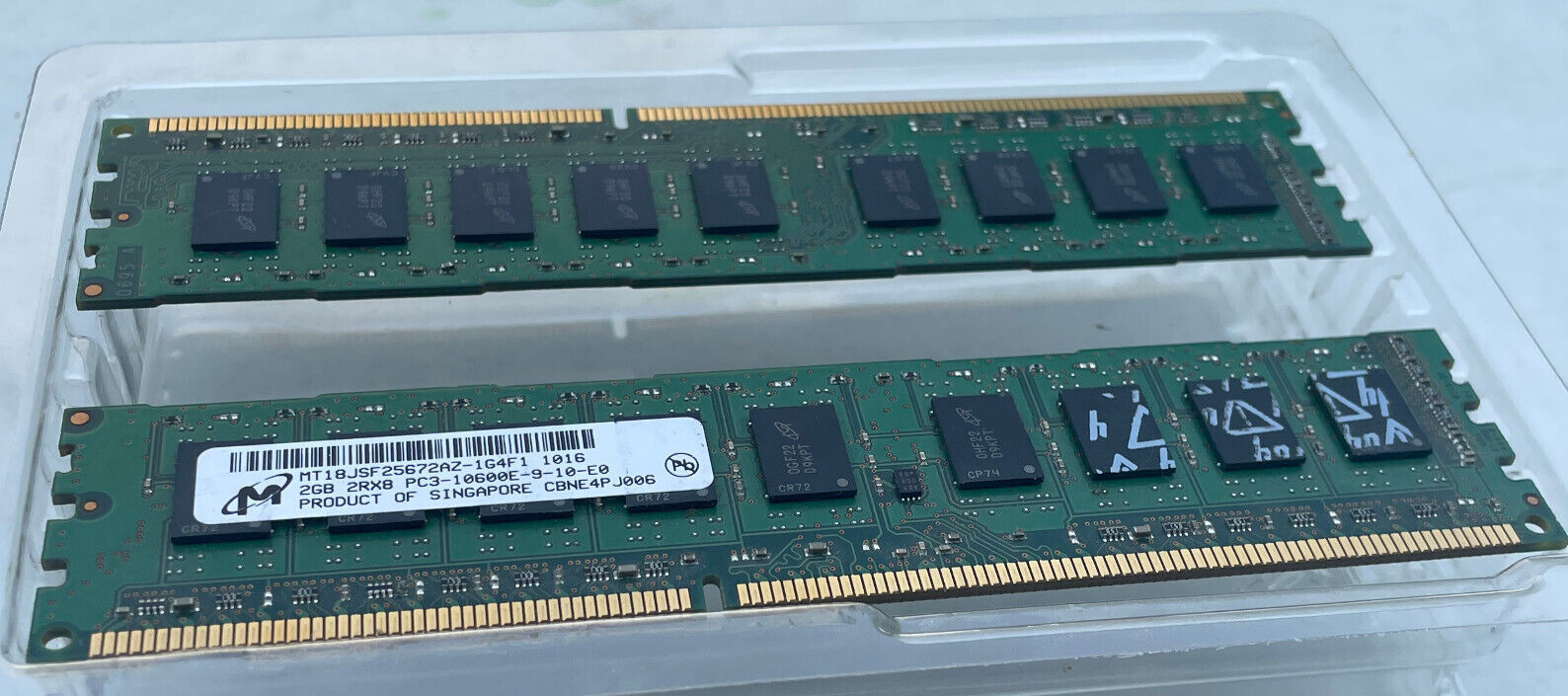 Two 2GB 2RX8 PC3-10600E-9-10-E0 RAM Sticks -