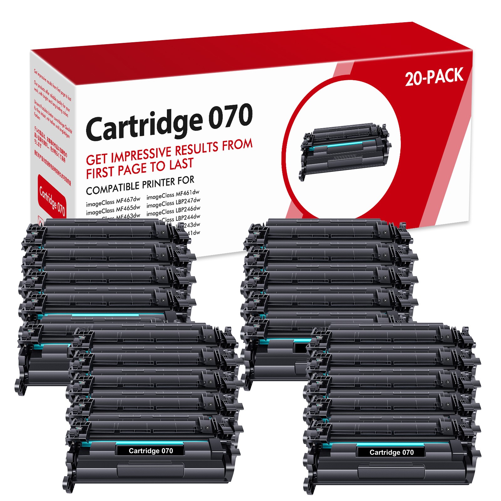 20PK CRG070 Black Toner Cartridge With Chip for Canon LBP246dw LBP247dw MF467dw
